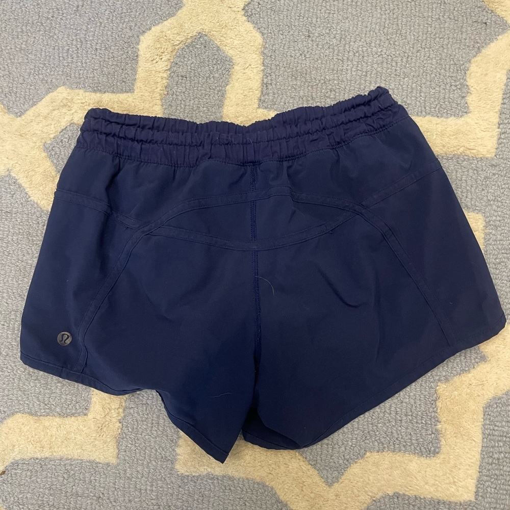 Lulu Lemon Tracker Shorts - Size 4, Navy Blue
